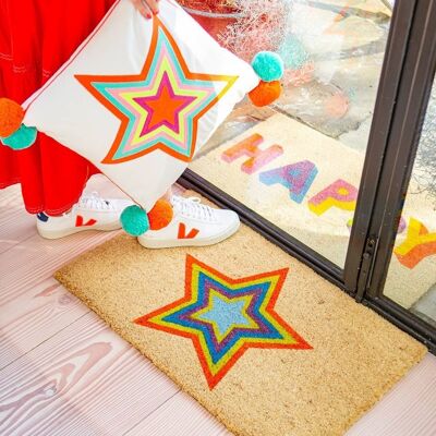 Multi Stripe Star Door Mat- by Bombay Duck