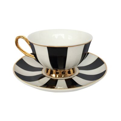 Stripy Teacup and Saucer- by Bombay Duck