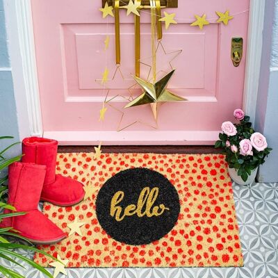 Neon Spots Hello Door Mat- by Bombay Duck