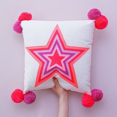 What a Star Embroidered Cushions Pink- by Bombay Duck