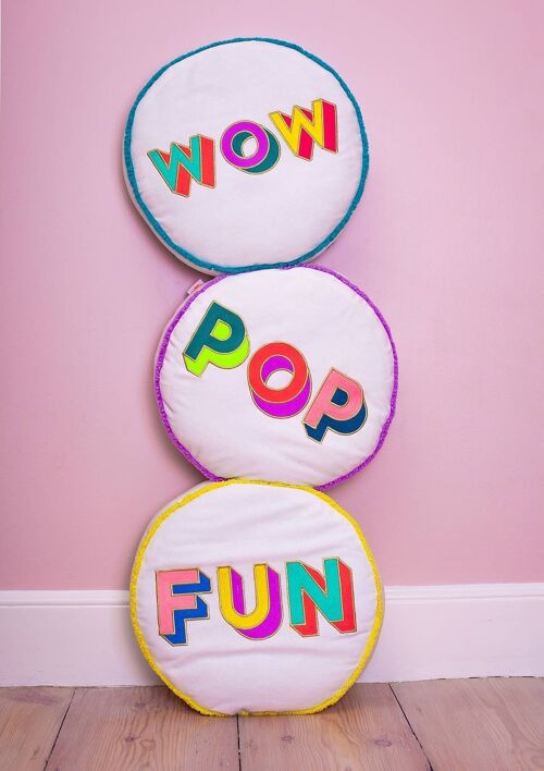 Small Talk WOW Cushion Round Multicoloured- by Bombay Duck