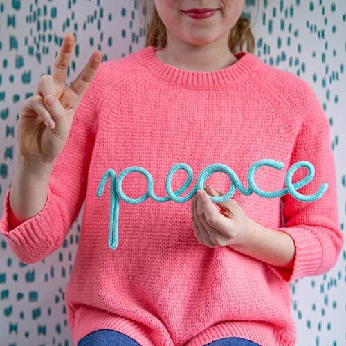 Peace Rope Word Aqua- by Bombay Duck