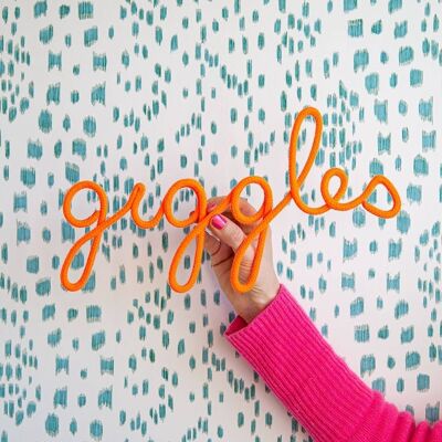 Giggles Rope Word Neon Orange- by Bombay Duck