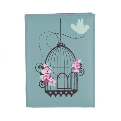 Vintage Birdcage Passport Cover Duck Egg- by Bombay Duck