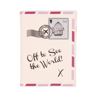 Vintage Letter Off  to See The World Passport Cover Cream- by Bombay Duck