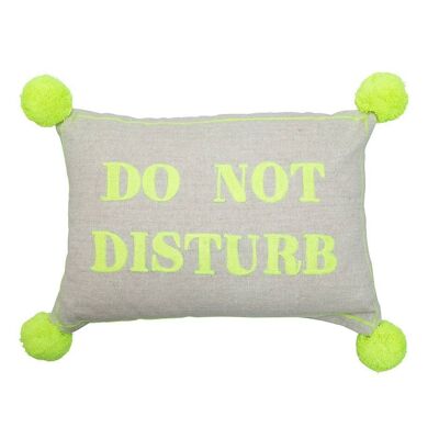 Small Talk DO NOT DISTURB Cushion Neon Yellow on Linen Rectangular- by Bombay Duck