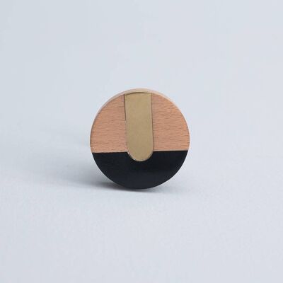 Pachy Black/Curved Brass/Wood Knob- by Bombay Duck