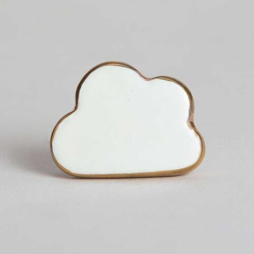Cloud Knob White with Gold Rim- by Bombay Duck