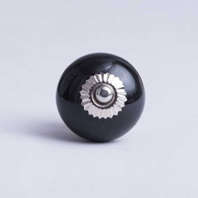 Bonbon Ceramic Round Knob Black- by Bombay Duck