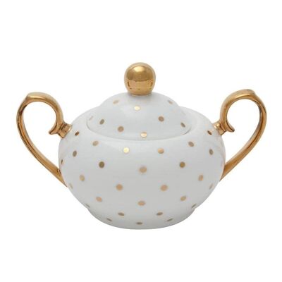 Miss Golightly Sugar Bowl White with Gold Spots- by Bombay Duck