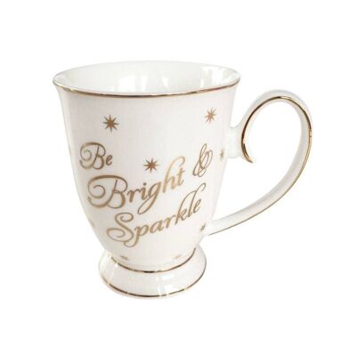 Be Bright & Sparkle Mug with Gold Stars- by Bombay Duck