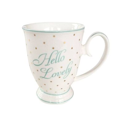 Hello Lovely Mug Gold Dots & Mint- by Bombay Duck