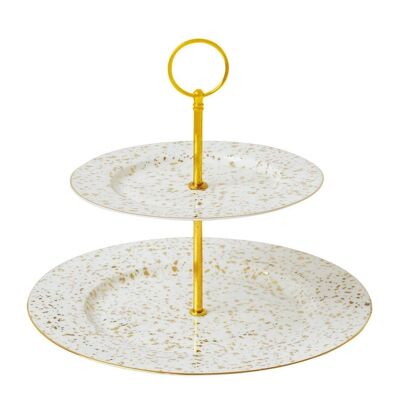 Enchante Speckled Gold Two Tier Cake Stand- by Bombay Duck
