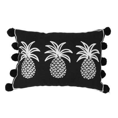 Three Pineapples Embroidered Cushion- by Bombay Duck