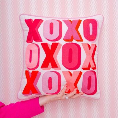 Letterpop XOXO Embroidered Cushion Pinks- by Bombay Duck