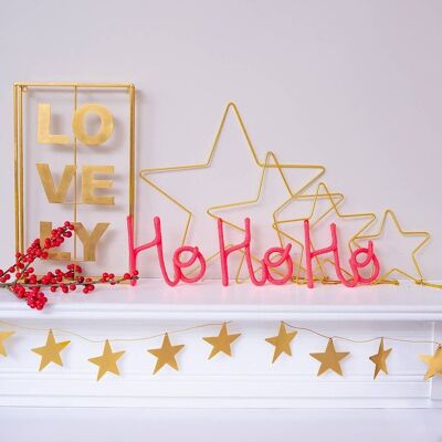 Ho Ho Ho Rope Word Neon Coral- by Bombay Duck