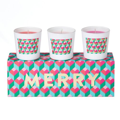 MERRY Christmas Votive Medley Gingerbread, Mince Pies, Mulled Wine Scents Set of 3- by Bombay Duck