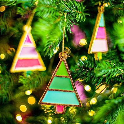 Christmas Tree Enamel Decorations Set  of 3- by Bombay Duck