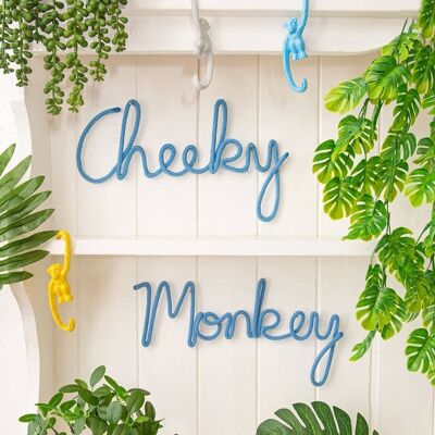 Cheeky Monkey Rope Word Cornflower Blue- by Bombay Duck
