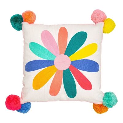 Flora Daisy Embroidered Cushion- by Bombay Duck