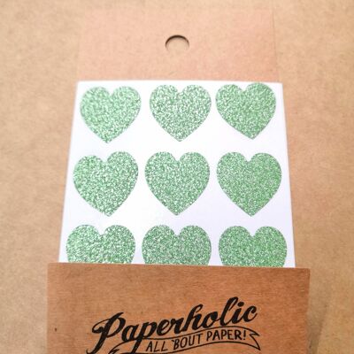 Sticker Paillettes Petits Coeurs Vert