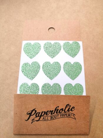 Sticker Paillettes Petits Coeurs Vert