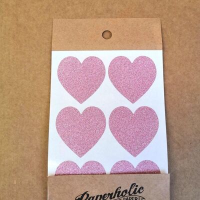 Glitter Sticker Large Hearts Powder