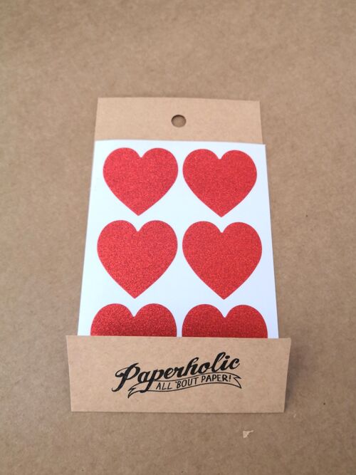 Glitter Sticker Large Hearts Rot