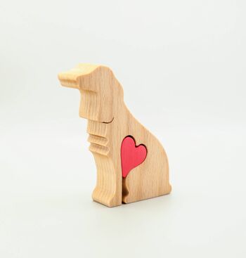 Figurine de chien - Épagneul en bois fait à la main avec coeur 3