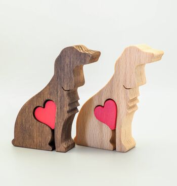 Figurine de chien - Épagneul en bois fait à la main avec coeur 4