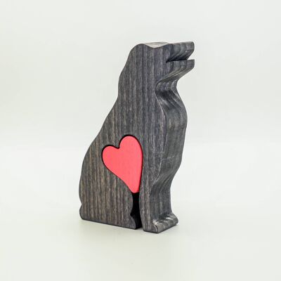Figurine chien - Labrador en bois fait main avec coeur