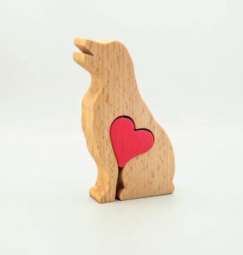 Figurine chien - Labrador en bois fait main avec coeur 4