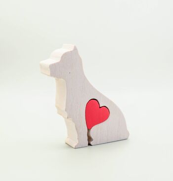 Figurine de chien - West Highland Terrier en bois fait à la main avec coeur 1