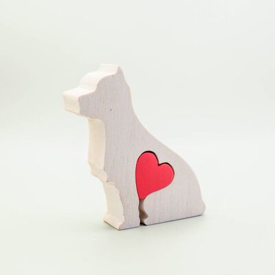 Figurine de chien - West Highland Terrier en bois fait à la main avec coeur