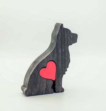 Figurine de chien - West Highland Terrier en bois fait à la main avec coeur 2