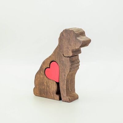 Figura de Perro - Cockapoo de Madera Hecha a Mano con Corazón