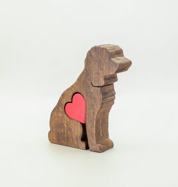 Figurine de chien - Cockapoo en bois fait main avec coeur 1