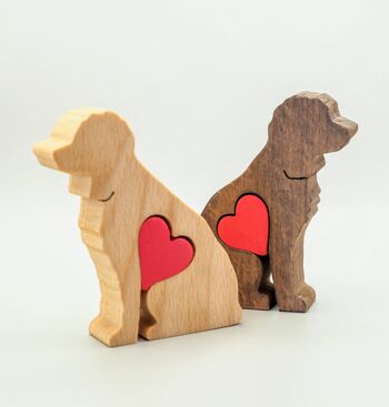 Figurine de chien - Cockapoo en bois fait main avec coeur 4