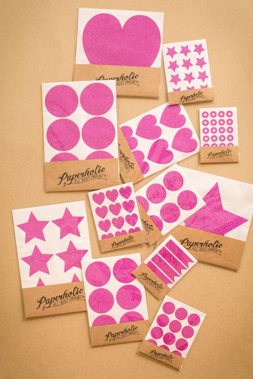 Glitter Sticker Large Stars Pink