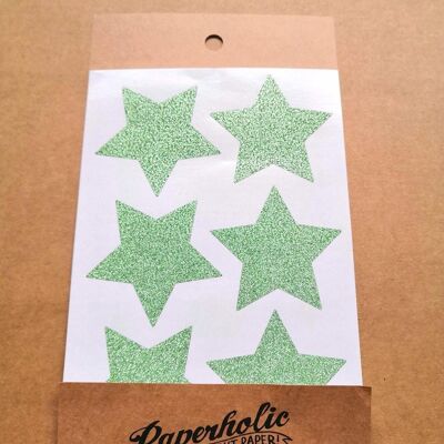 Pegatina Glitter Estrellas Grandes Verde