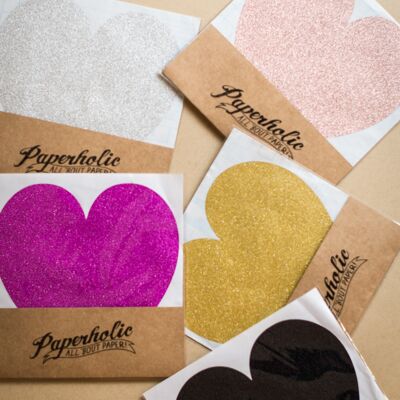 Autocollant Glitter XL Coeur Argent