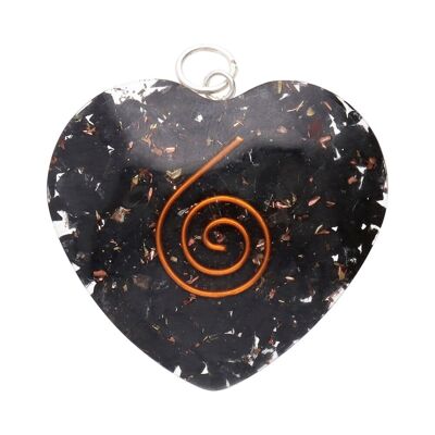 Heart Pendant with Orgonite Style in Resin with Shungite