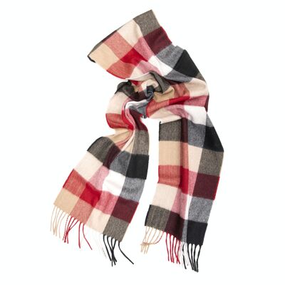 Oban Camel Red Block Cashmere Scarf