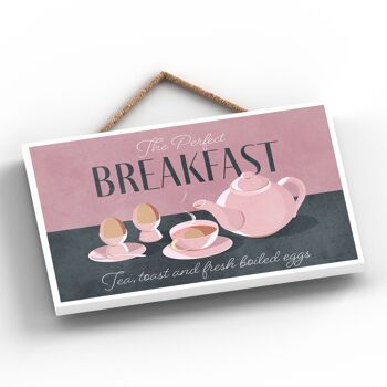 P0007 - The Perfect Breakfast Tea & Eggs Kitchen Plaque décorative à suspendre 2
