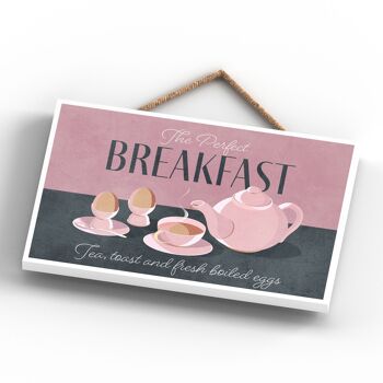 P0007 - The Perfect Breakfast Tea & Eggs Kitchen Plaque décorative à suspendre 4