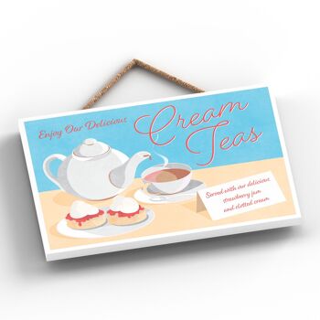P0008 - Red Cream Teas With Strawberry Jam Clotted Cream Plaque décorative à suspendre pour cuisine @ Amazon P0008 2