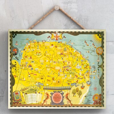 P0018 - A Map Of Norfolk Original National Railway Poster On A Plaque Vintage Decor