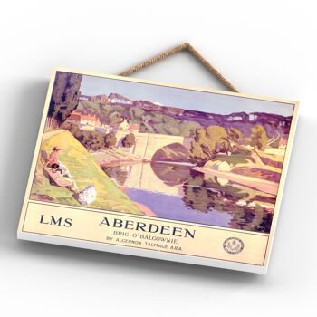P0019 - Aberdeen Brig O' Balgownie Affiche originale des chemins de fer nationaux sur une plaque décor vintage 4