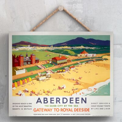 P0020 - Aberdeen Silver Original National Railway Poster en una placa de decoración vintage