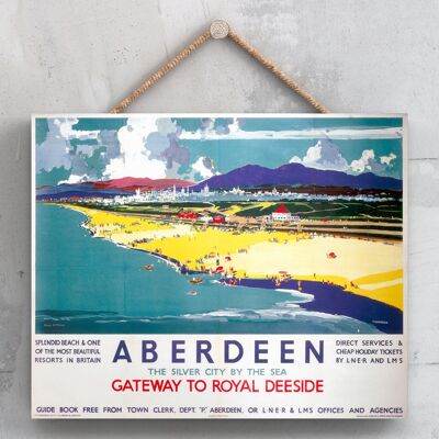 P0021 - Aberdeen Silver City Original National Railway Poster auf einer Plakette im Vintage-Dekor
